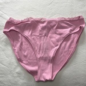 SKIMS Lace Pointelle Mid Rise Brief in Bubble Gum